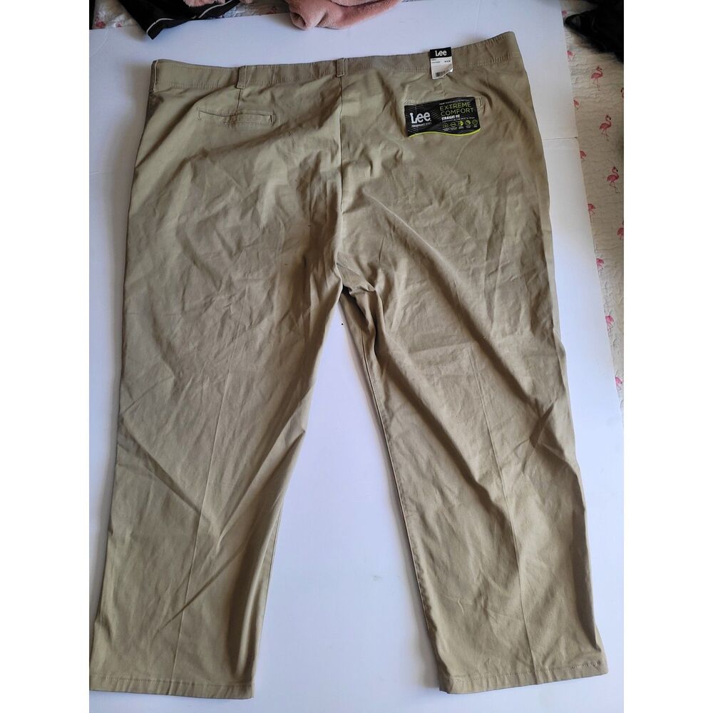 Lee Extreme Comfort Pants Khaki Tan Flat Front SSize 54x28 Big & Tall #0315